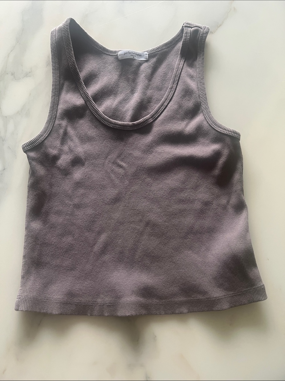 Perfect white tee Ribbed Tank Top - neutral tan/brown